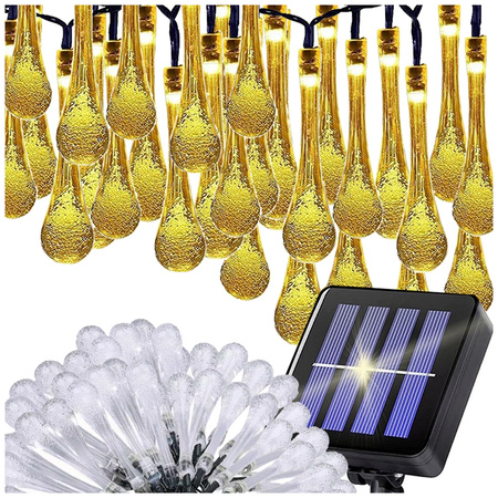 Lampki światełka solarne ogrodowe girlanda sople na taras balkon 50 led