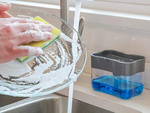 Dishwashing liquid dispenser sponge dispenser