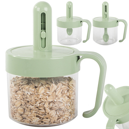 Récipient à épices pour la cuisine avec cuillère à soupe gobelet avec fermeture d'oreille