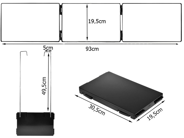 3-dielne sklopné nástenné kozmetické zrkadlo
