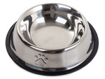 Metal bowl for dog cat silver on rubber 0.15l