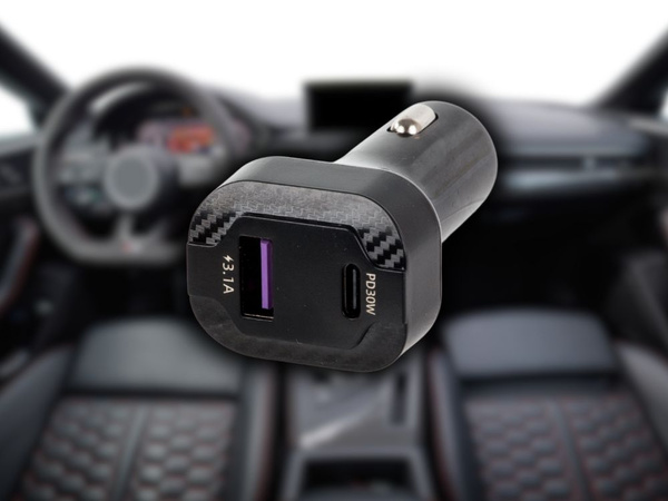 Cargador rápido de coche usb-c 30w y usb-a 15w para toma de mechero
