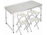 Folding camping table tourist table set with 4 chairs garden table
