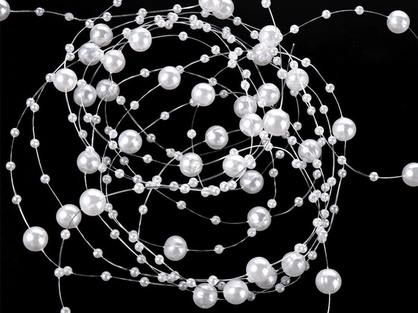 Pärl valge lühtri pärlid jõulupuu kett helmed pooli 10mm 5m