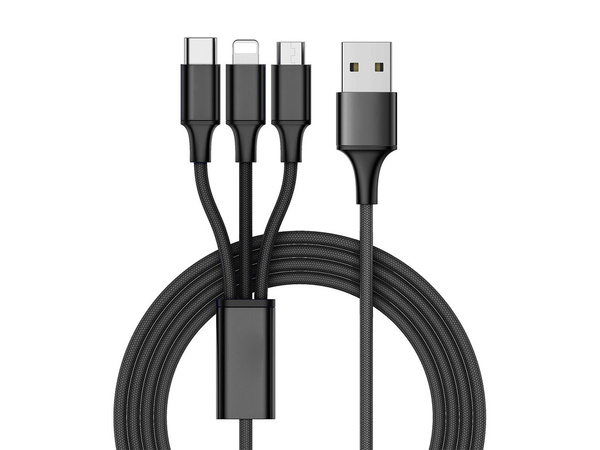 3v1 usb kábel pre telefón lightning kábel iphone micro usb typ-c 1,2 m
