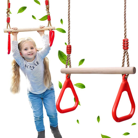 BALANÇOIRE DE JARDIN EN BOIS POUR ENFANTS TRAPÈZE DE GYMNASTIQUE AVEC POIGNÉES