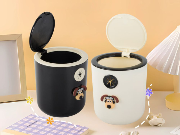 Mini cesto de basura perro para habitación infantil 2l click pequeño práctico
