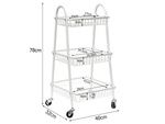 Shelf kitchen bathroom cabinet on wheels metal rack three levels 3