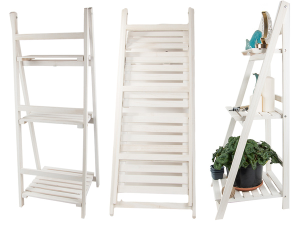 Échelle en bois pour parterres de fleurs, trois étagères, étagère pour plantes
