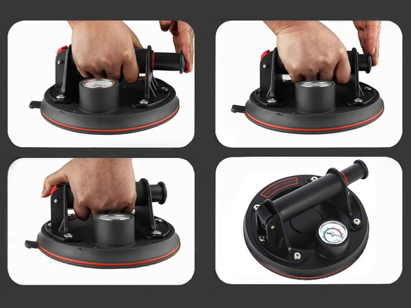 Ventouse porte carrelage verre avec manometre pompe 200kg