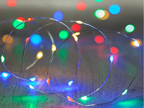 Drátová světla 100 led s bateriemi 10m vícebarevná