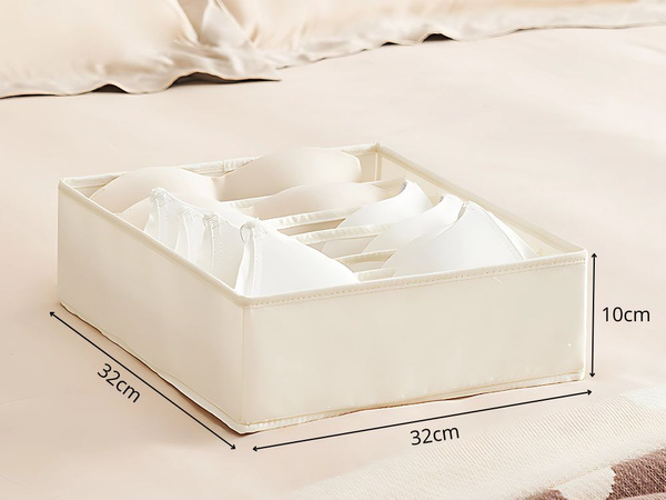 Organisateur de soutien-gorge 6 compartiments pour tiroir de penderie blanc