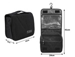 Travel cosmetics bag, hanging organiser for the bathroom, with zip, hook and handle