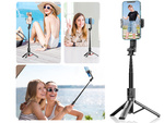 Suport pentru telefon selfie stick tripod telecomandă bluetooth 90 cm