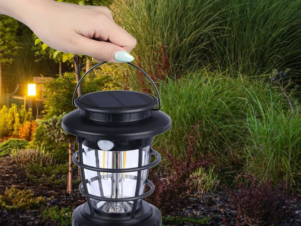 Lanterne de camping solaire lanterne de jardin led usb détecteur de mouvement au crépuscule