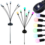 LUMINI SOLARE DE GRĂDINĂ BILE 2 PIESE CU 6 LUMINI LED RGB LUNGIME 70 CM