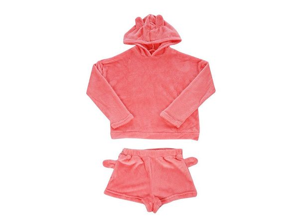 Pyjama deux pièces avec capuche pour femmes, doux et pelucheux, short m