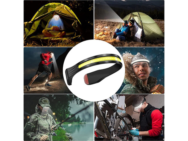 Head torch cob headband forehead 2in1