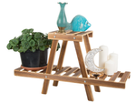 Flowerbed stand wooden flower pot two-storey shelf