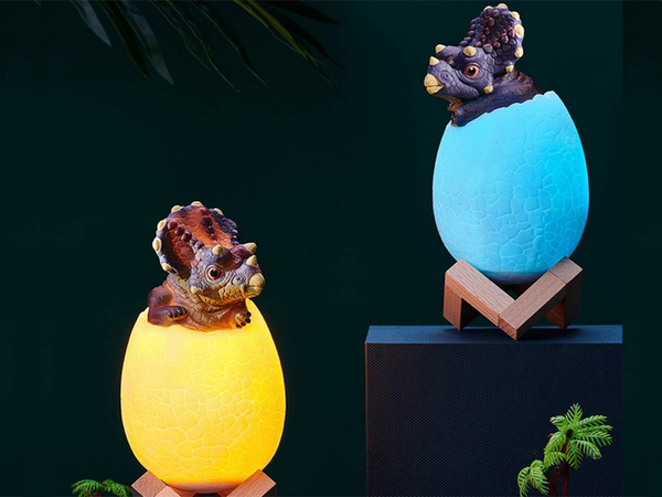 Lampka nocna dinozaur triceratops jajko rgb led jajo świecące dla dzieci