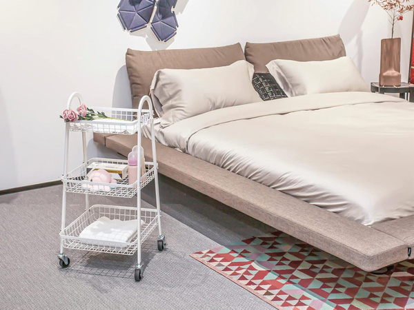 Étagère cuisine salle de bain armoire sur roulettes étagère en métal trois niveaux 3
