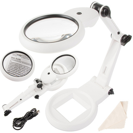 Lupă de birou pentru bijutieri mare 12x 8x 18 led usb