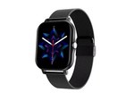 Reloj inteligente para mujer y hombre con correa de goma, deportivo, Bluetooth, llamadas, negro