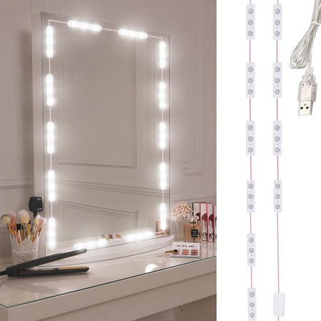 Led espejo tocador luces maquillaje set 10 pcs usb 3 colores de luz