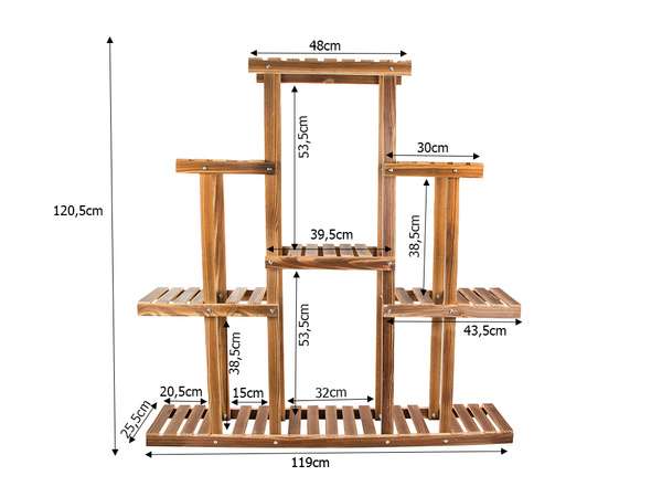 Flower pot high standing wooden flower bed 3 tier bookcase