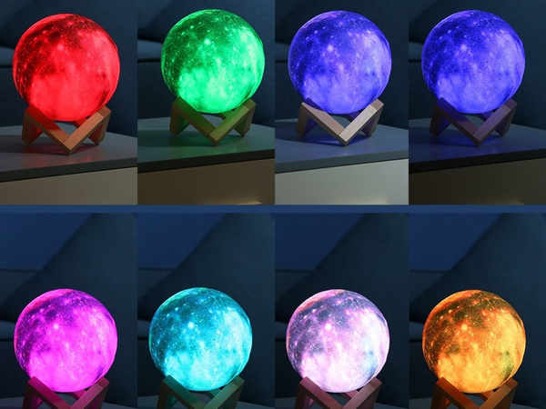 3d rgb mesačné nočné svetlo s diaľkovým ovládaním