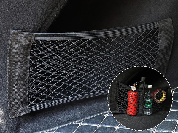 Automašīnas bagāžas nodalījuma tīkls izturīgs ar velcro pie automašīnas sēdekļa izturīga kabata 50x25cm