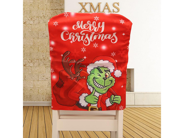 Slavnostní potah židle dekorativní univerzální grinch na opěradlo