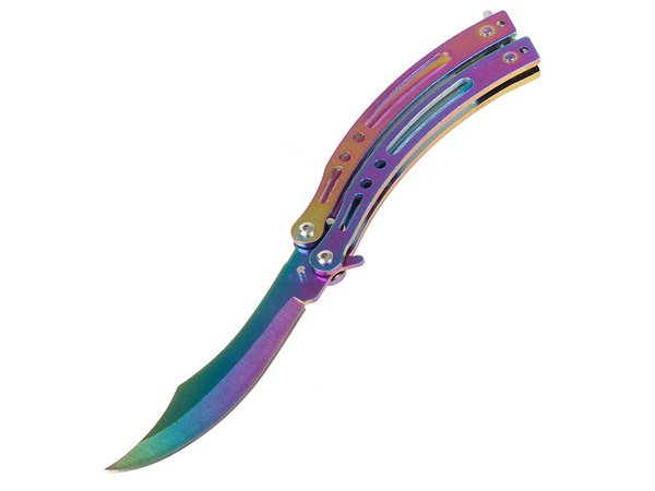 Navaja mariposa afilada hoja plegable arco iris fade