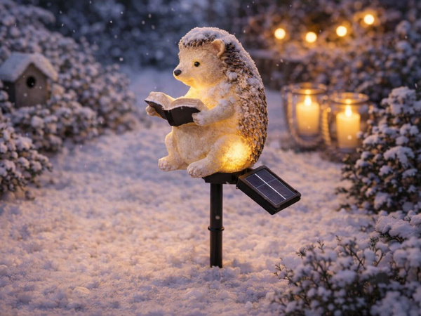 SOLAR LED LAMP WITH TWILIGHT SENSOR GARDEN HEDGEHOG DECORATIVE HEDGEHOG