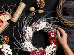 Décoration de noël en sorbier blanc givré 5 pcs