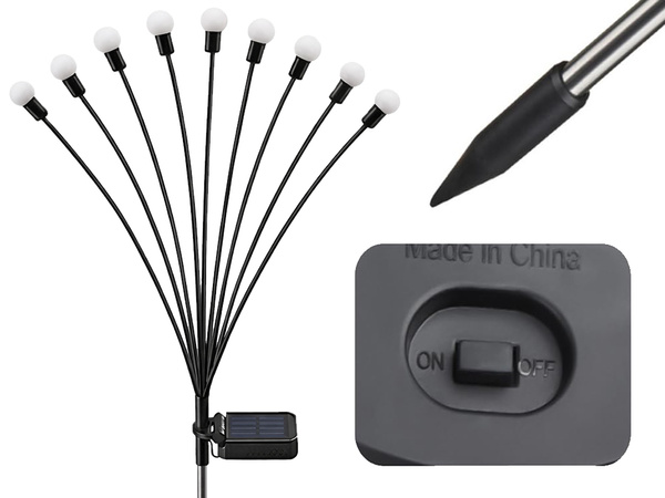 SOLAR-GARTENLAMPEN KUGELN 2 STÜCK MIT JE 8 LED-LAMPEN, LÄNGE 70 CM