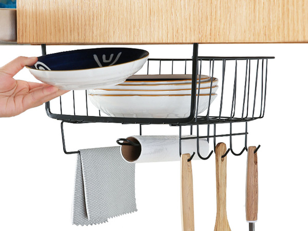 Panier métallique sous armoire 5 crochets porte-papier