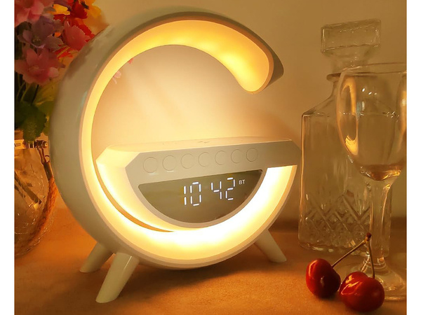 Led light rgb gaming charger induction speaker alarm clock radio clock