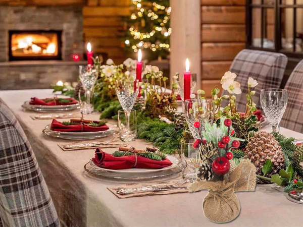 Vianočný stolový centrálny prvok stolová dekorácia vianočná stolová dekorácia