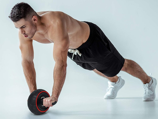 Ejercicio muscular abdominal rodillo rueda ab