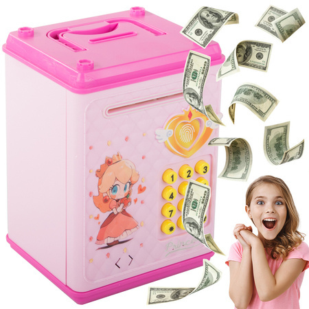 Money box cash machine code banknotes coins money pin code