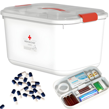 Trousse à pharmacie domestique contenant pour médicaments organiseur avec cartouche et poignée avec fermeture