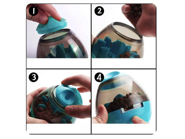 Interactive toy dog treat ball for learning slow down