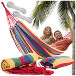 Hamaca de jardín doble xxl funda turista a rayas 200 x 150 grande