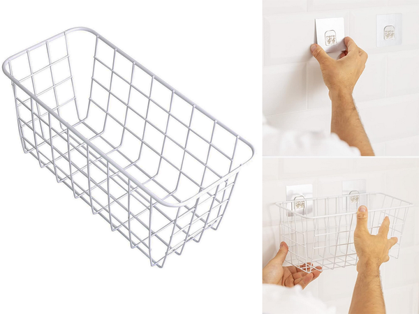 Cesta colgante organizador metálico estante colgante blanco fuerte