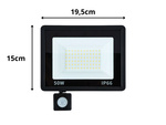 Projecteur halogène led 50w 6000k avec détecteur de crépuscule ip66