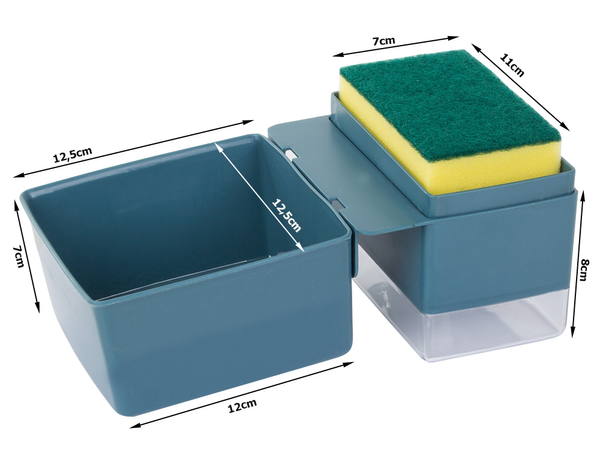 Dish liquid dispenser sponge container drainer