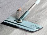 Flache mopp mit eimer, zusammenklappbar, aus mikrofaser, bodenwischer, 2 aufsteckscheiben