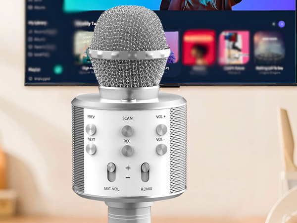 Bezdrátový mikrofon bluetooth karaoke reproduktor kulatý s pouzdrem různé režimy
