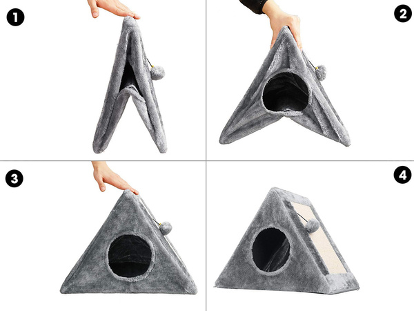 Poste rascador triángulo caseta para gatos cama para gatos juguete pelota